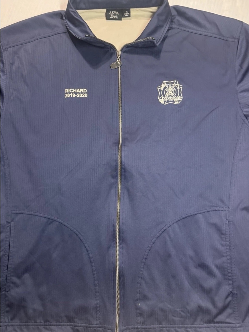 Classic Navy Lightweight Full-Zip Jacket with White Embroidery